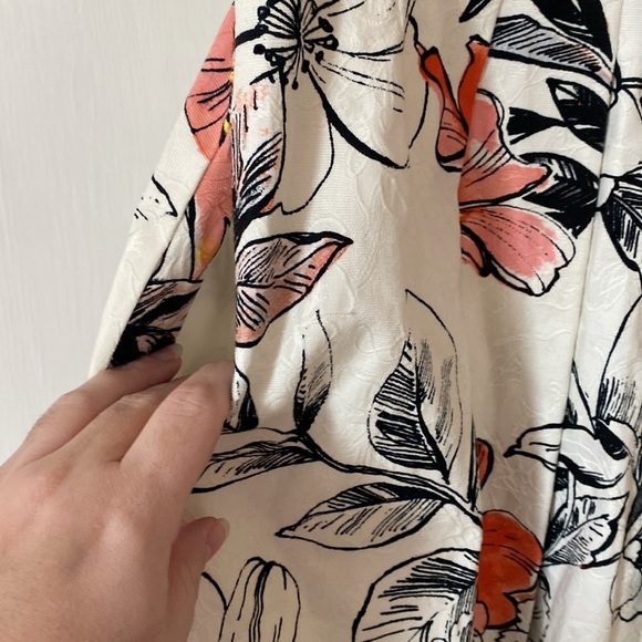 Adrianna Papell Jaquard Fit & Flare A-Line Dress Floral Print Classic White - Picture 13 of 13